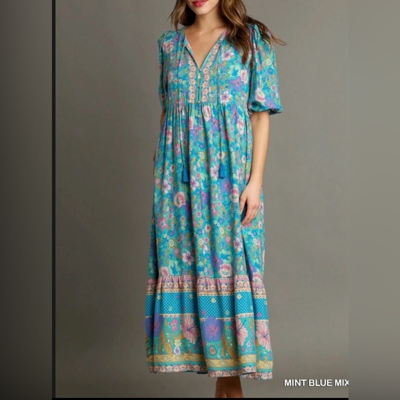 Umgee womans Hibiscus Lane boho midi dress size M - Picture 2 of 15